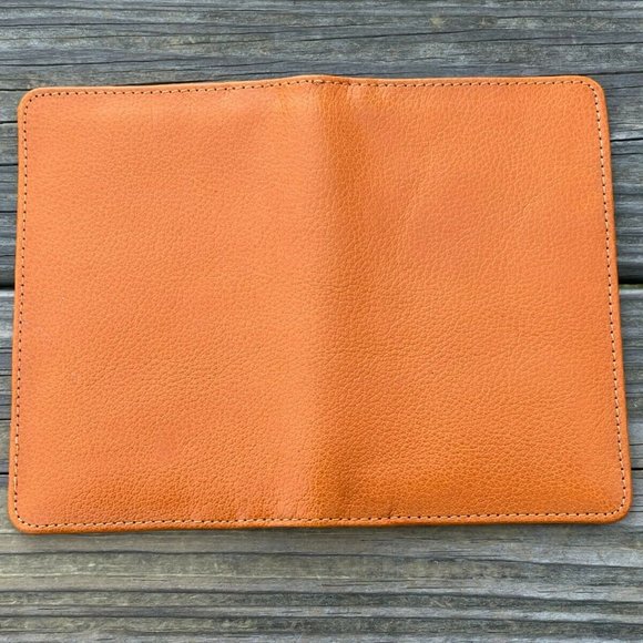 Leather Passport Holder Handmade Mustard Genuine Leather Bi Fold Travel Wallet - Picture 7 of 12